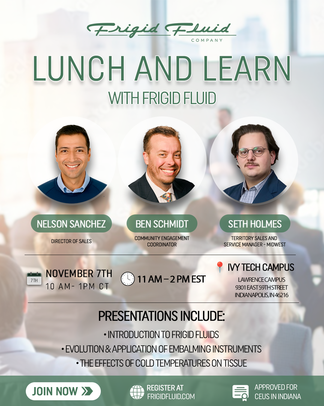 Ivy Tech Lunch & Learn: Advancing the Art and Science of Embalming with Frigid Fluid