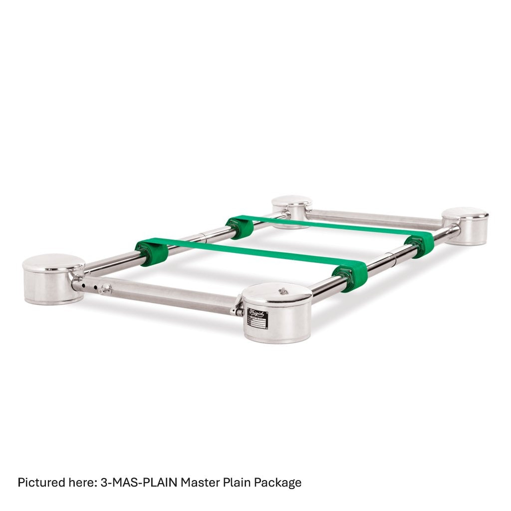 A Stainless Steel Frigid Master Casket Lowering Device Plain Package with Green Straps